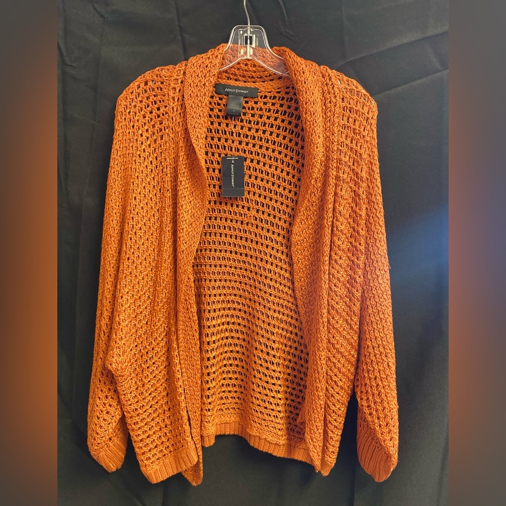 Orange Knit Open Cardigan